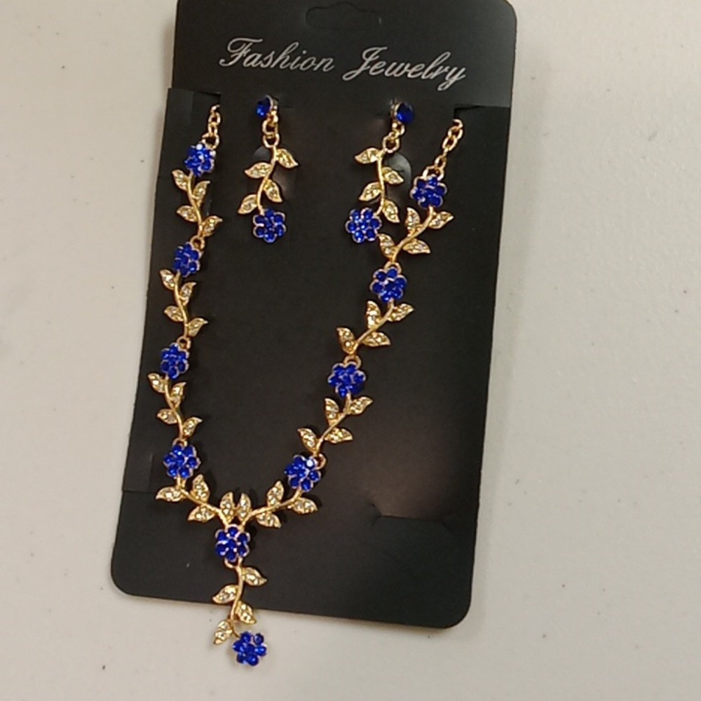 New Blue and Gold Fashion Jewelry Set